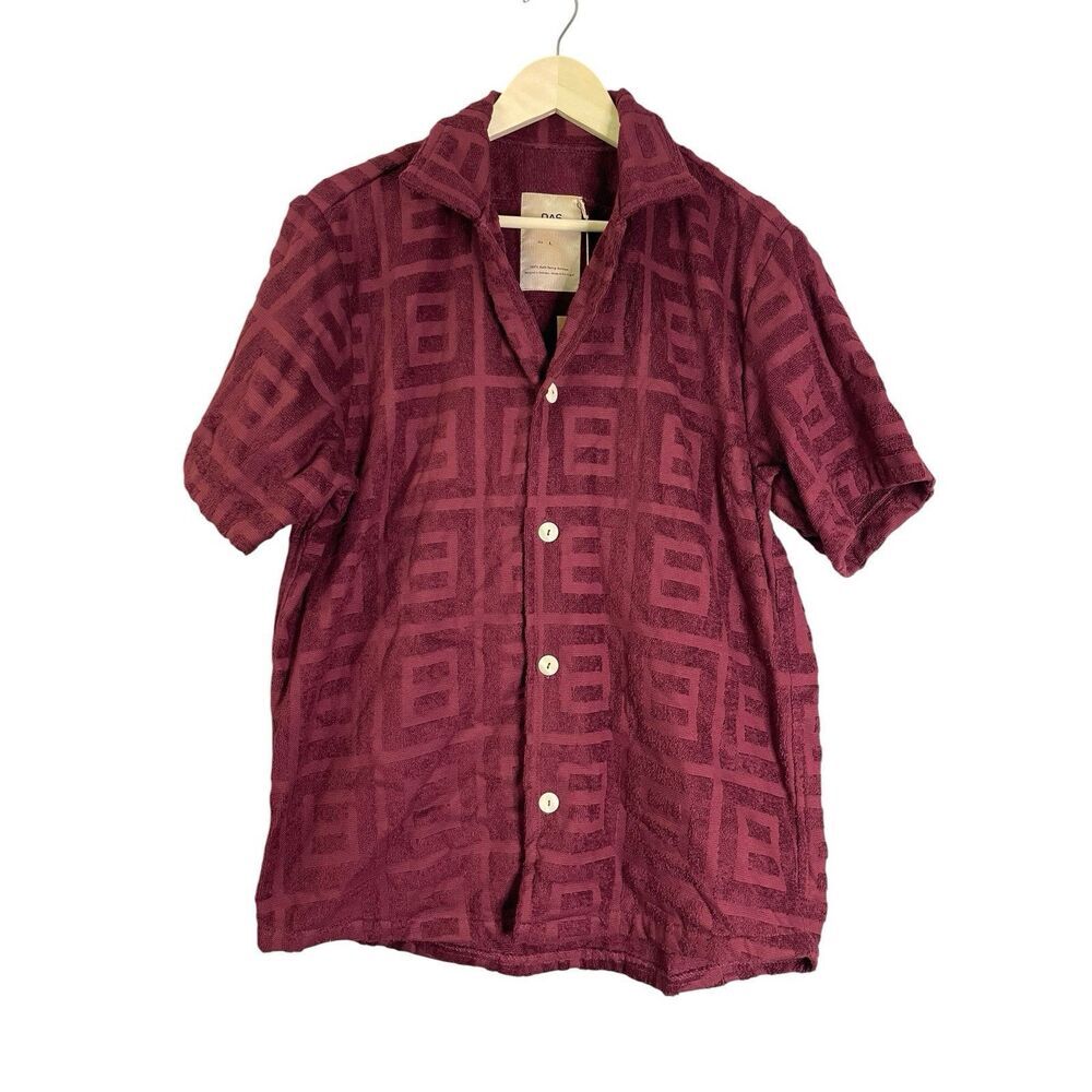 OAS Burgundy Terrace Terry Shirt Large Button Up